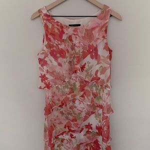 S.L Fashions Tiered Sleeveless Floral Midi Dress Size 8